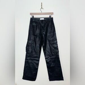 VERVET High Rise‎ Coated Cargo Straight Jeans Black Pants Women's | 27